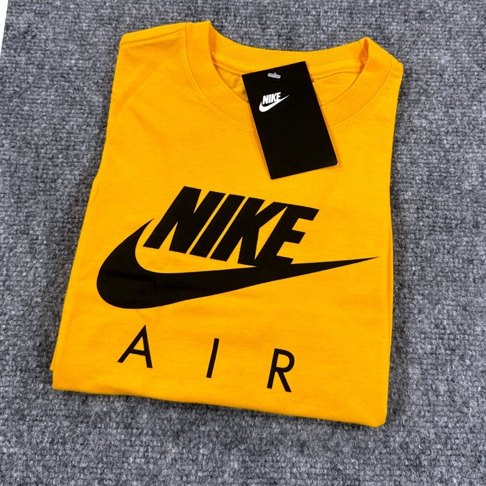 Nike Air Kids Medium 10-12 Yrs Yellow Gold Swoosh Graphic T Shirt NWT